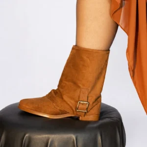 Bota Feminina Vizzano Slouch Caramelo Cano Médio Salto Bloco - Imagem 3