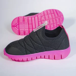 Tênis Novopé Infantil Feminino Slip On Preto com Rosa Casual - Imagem 4